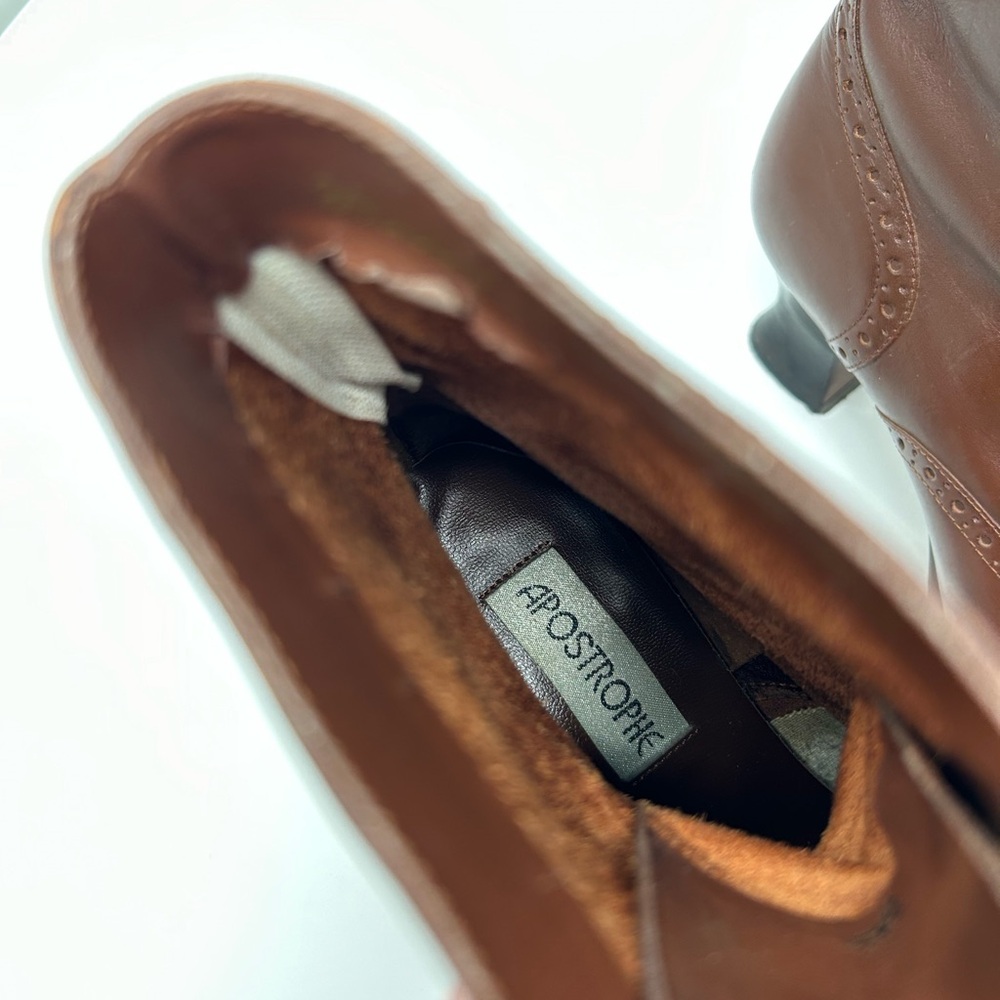 Apostrophe Brown Genuine Leather Lace-Up Ankle Boots - Picture 6 of 7